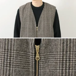 SON OF THE CHEESE Vests^/ Check Wool Vest black