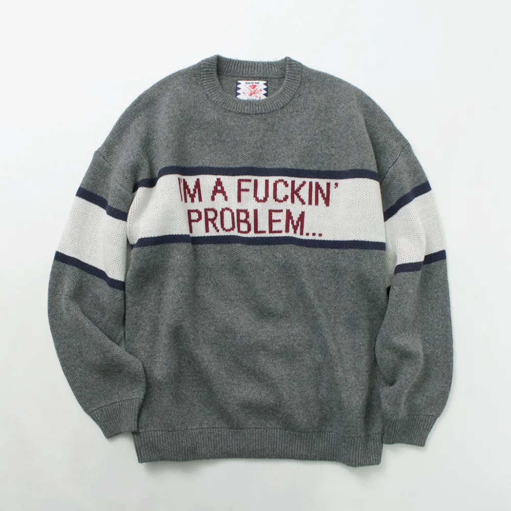 SON OF THE CHEESE Knits^/ IM FUCKING PROBLEM Crew Sweater gray