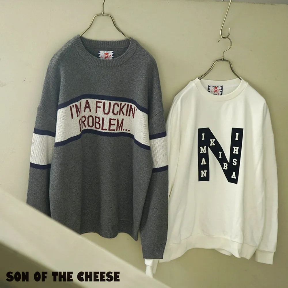 SON OF THE CHEESE Knits^/ IM FUCKING PROBLEM Crew Sweater gray