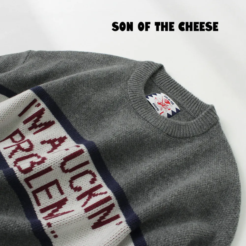 SON OF THE CHEESE Knits^/ IM FUCKING PROBLEM Crew Sweater gray
