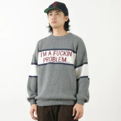 SON OF THE CHEESE Knits^/ IM FUCKING PROBLEM Crew Sweater gray