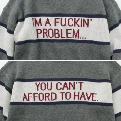 SON OF THE CHEESE Knits^/ IM FUCKING PROBLEM Crew Sweater gray
