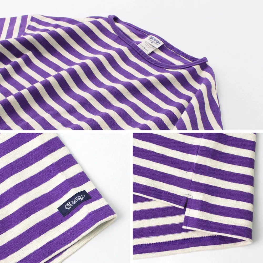 TIEASY T-Shirts^/ HDCS Big stripe boat-neck T-shirt