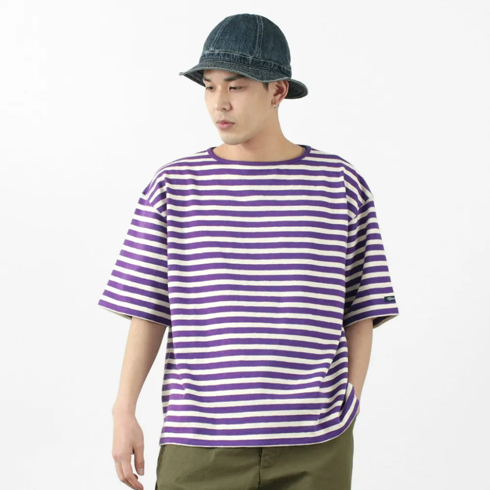 TIEASY T-Shirts^/ HDCS Big stripe boat-neck T-shirt