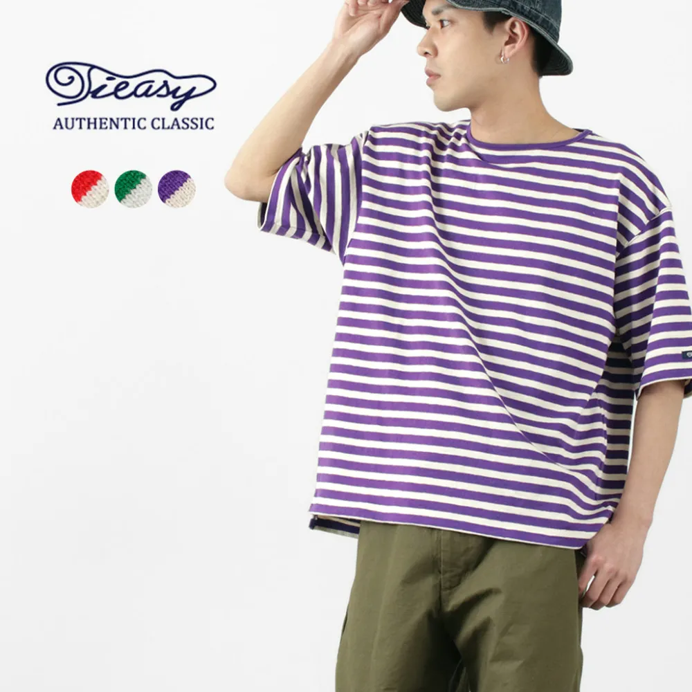 TIEASY T-Shirts^/ HDCS Big stripe boat-neck T-shirt