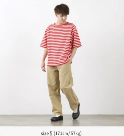 TIEASY T-Shirts^/ HDCS Big stripe boat-neck T-shirt