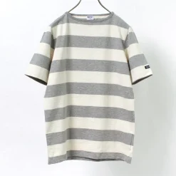 TIEASY T-Shirts^/ HDCS Boat neck S/S wide stripe basque shirt