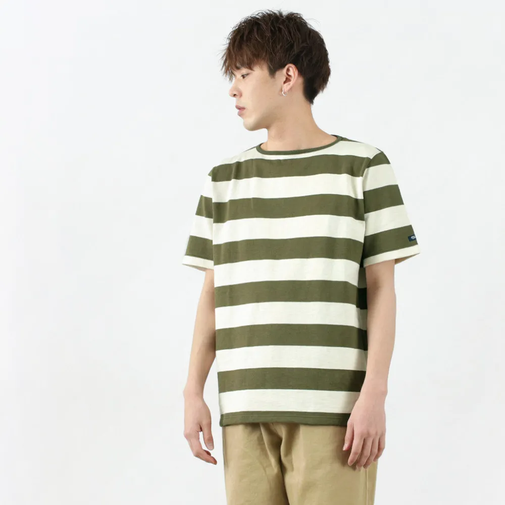 TIEASY T-Shirts^/ HDCS Boat neck S/S wide stripe basque shirt