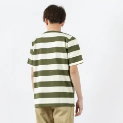 TIEASY T-Shirts^/ HDCS Boat neck S/S wide stripe basque shirt