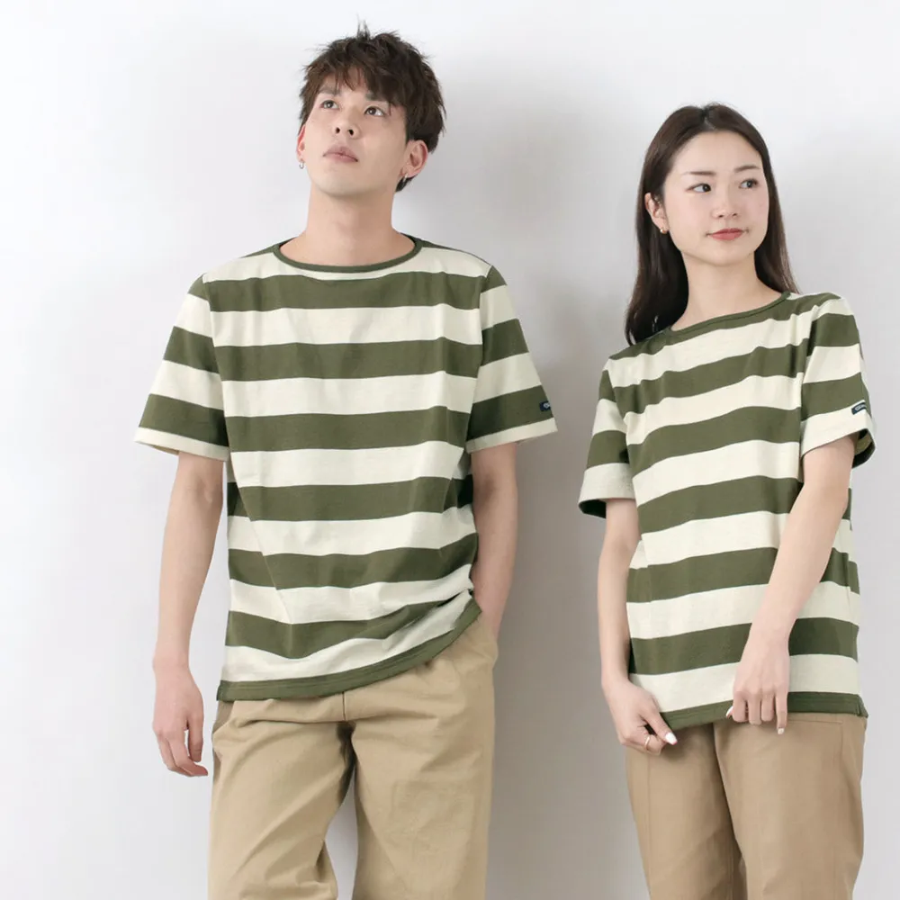 TIEASY T-Shirts^/ HDCS Boat neck S/S wide stripe basque shirt