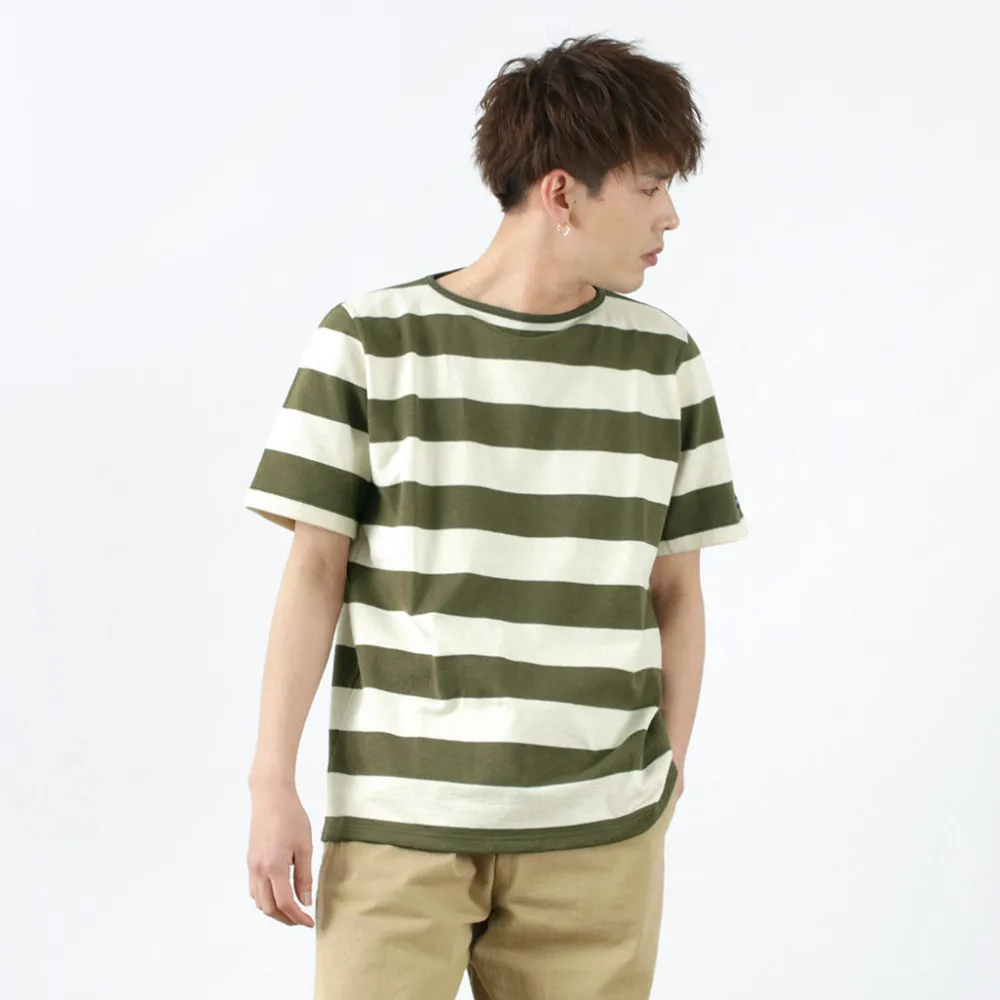 TIEASY T-Shirts^/ HDCS Boat neck S/S wide stripe basque shirt
