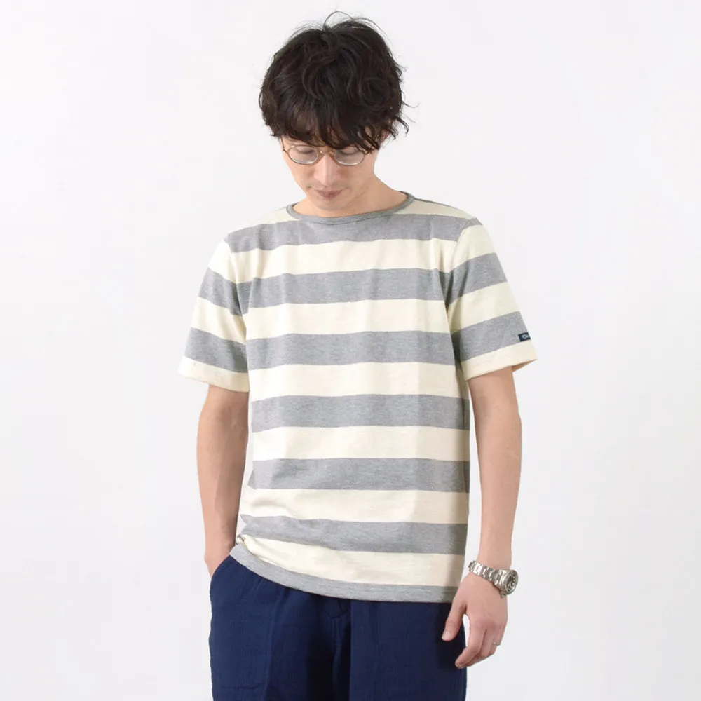 TIEASY T-Shirts^/ HDCS Boat neck S/S wide stripe basque shirt