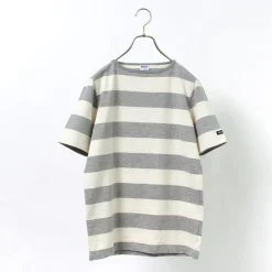 TIEASY T-Shirts^/ HDCS Boat neck S/S wide stripe basque shirt