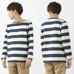 TIEASY T-Shirts^/ HDCS Boat neck wide stripe basque shirt