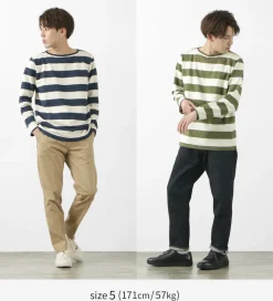 TIEASY T-Shirts^/ HDCS Boat neck wide stripe basque shirt