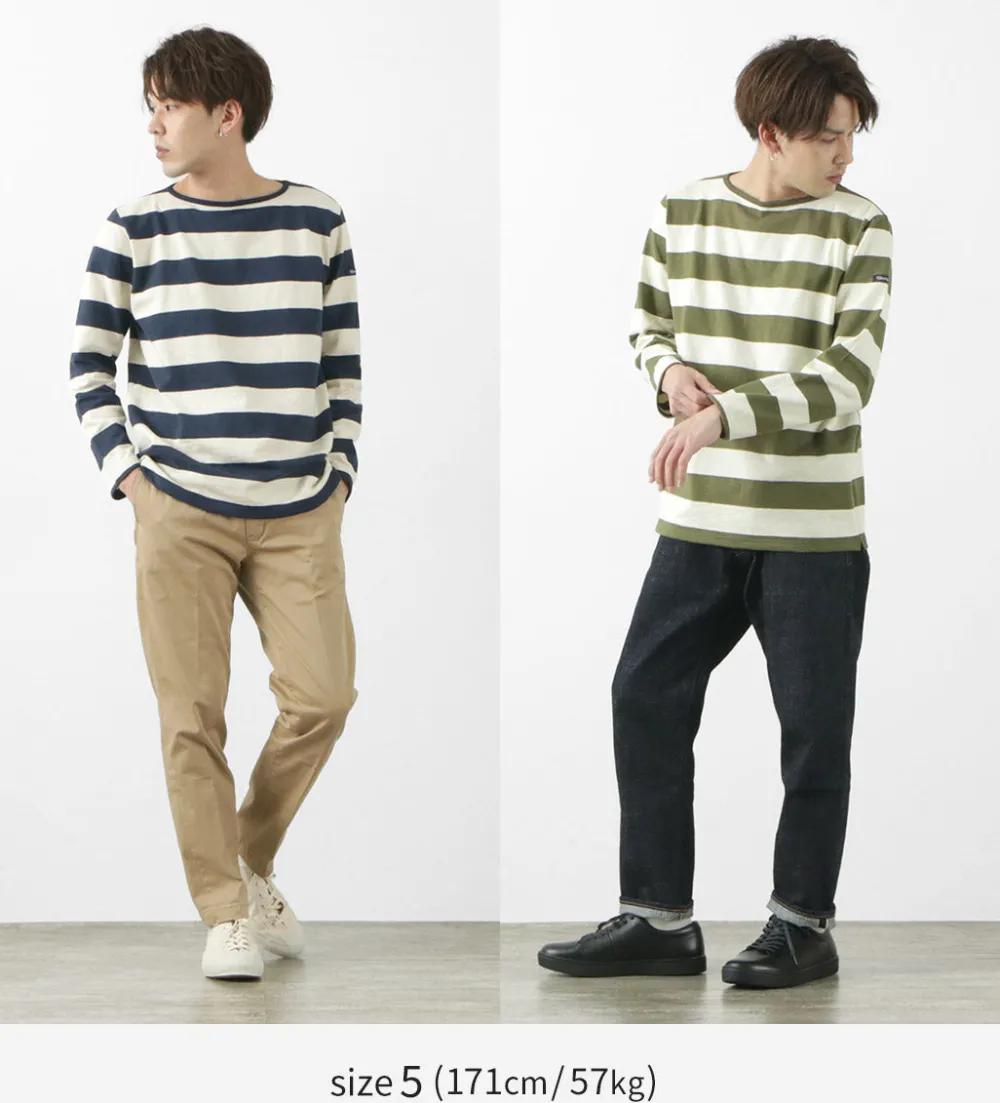 TIEASY T-Shirts^/ HDCS Boat neck wide stripe basque shirt