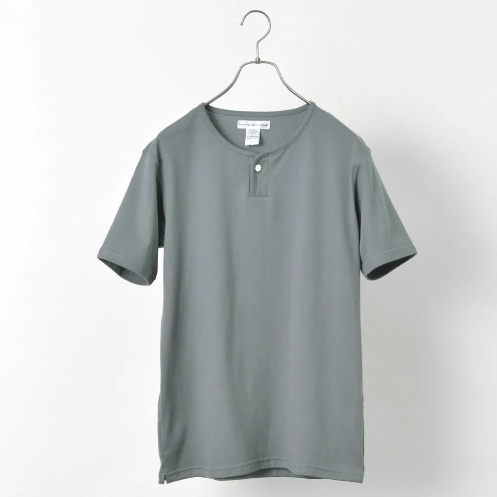 TIEASY T-Shirts^/ Summer Knits Henley Short Sleeve T-shirt