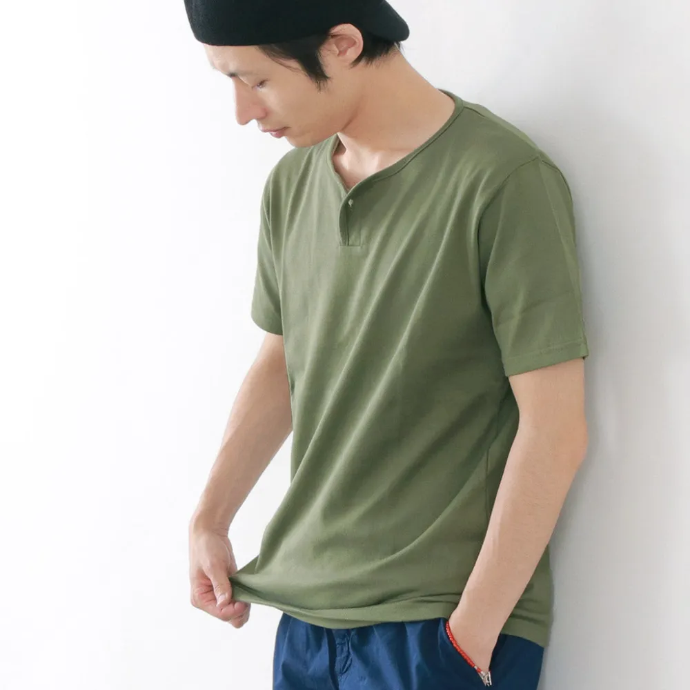 TIEASY T-Shirts^/ Summer Knits Henley Short Sleeve T-shirt