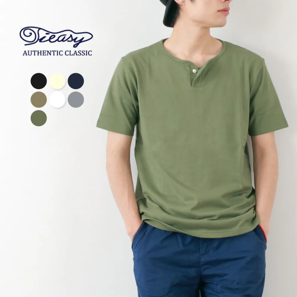 TIEASY T-Shirts^/ Summer Knits Henley Short Sleeve T-shirt