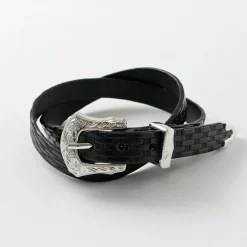TORY LEATHER Belts^/ 3/4 inch Western Belt Basket Weave black