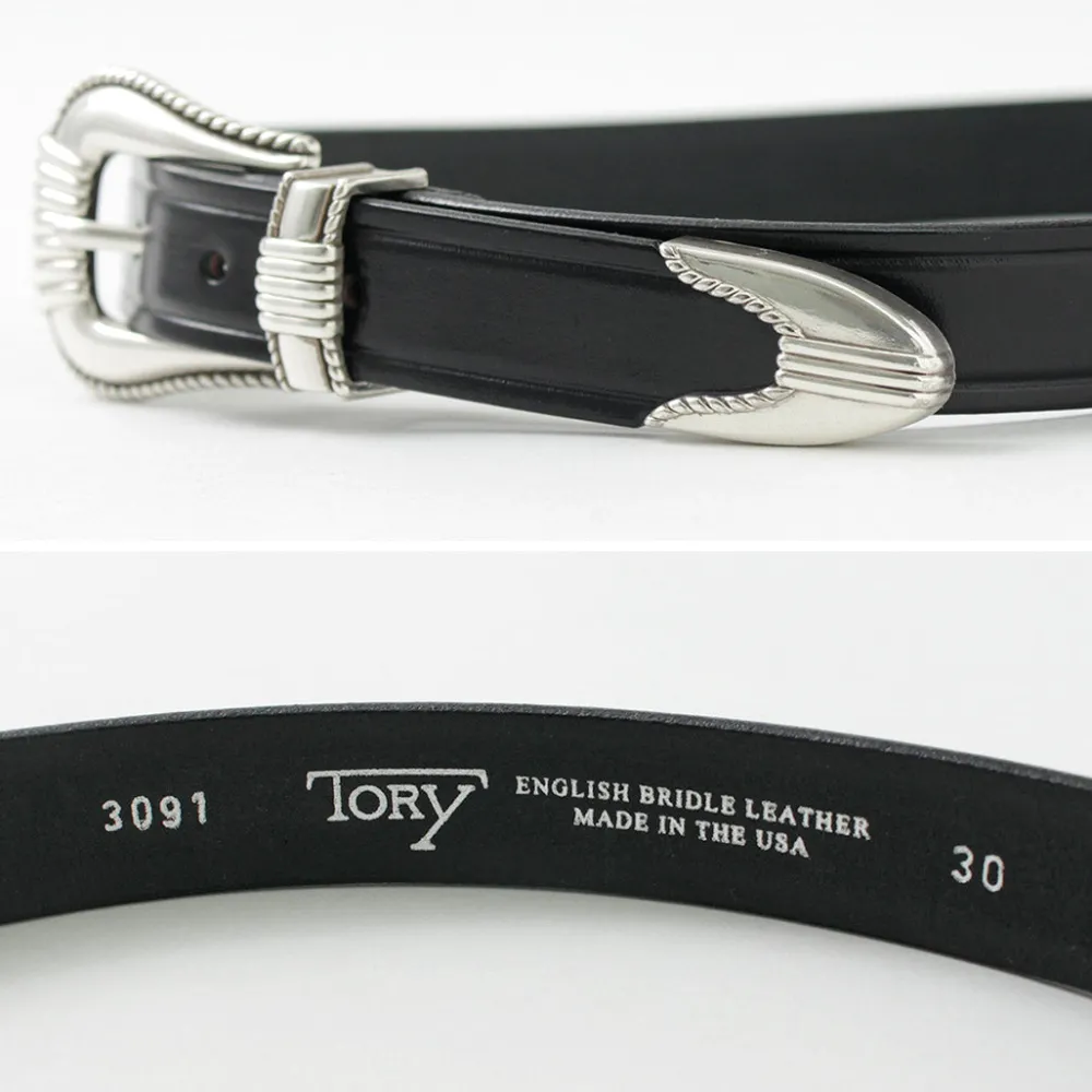 TORY LEATHER Belts^/ 3 Piece Silver Buckle Belt black