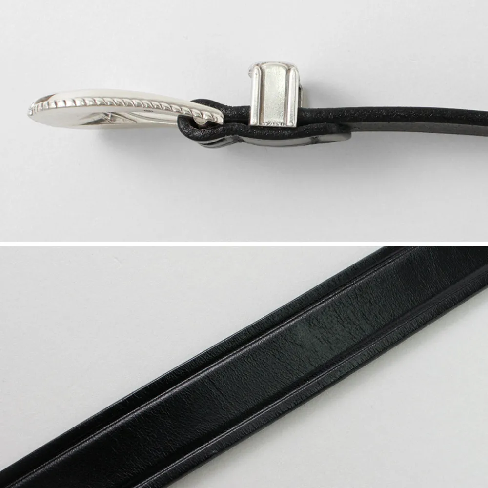 TORY LEATHER Belts^/ 3 Piece Silver Buckle Belt black