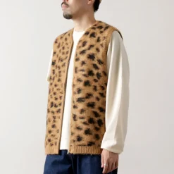 TOWN CRAFT Knits^/ Shaggy Vintage Pattern Zipped Vest