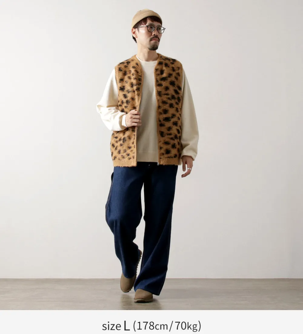 TOWN CRAFT Knits^/ Shaggy Vintage Pattern Zipped Vest
