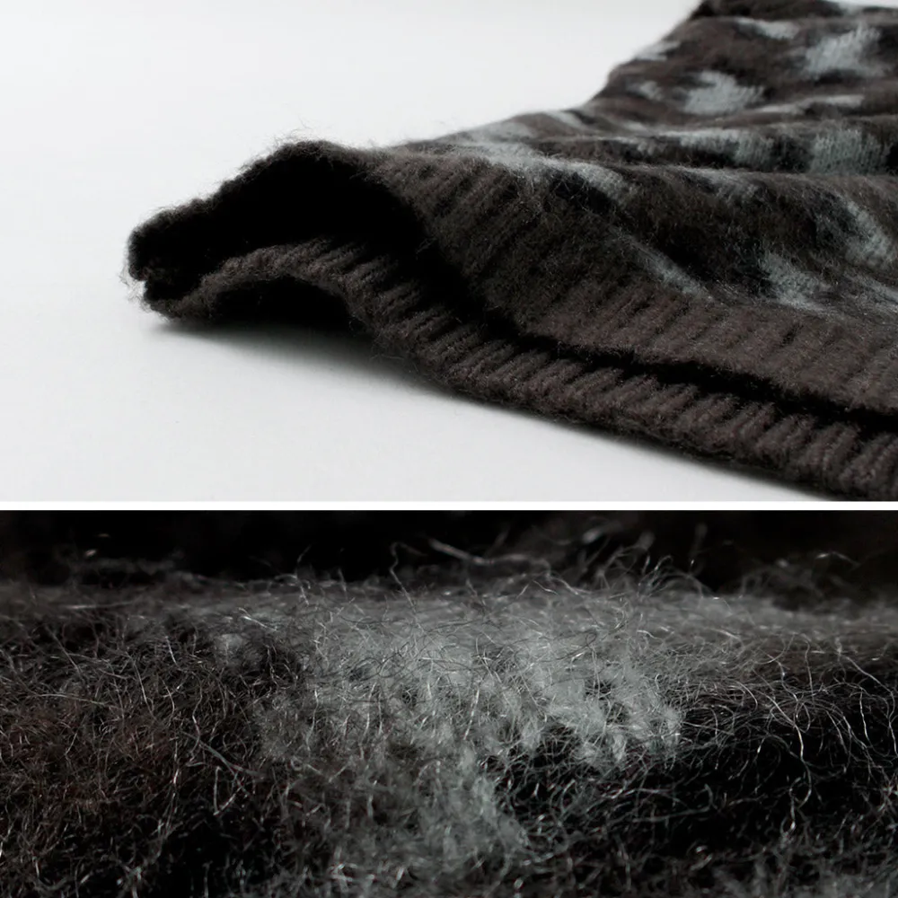 TOWN CRAFT Knits^/ Shaggy Vintage Pattern Zipped Vest