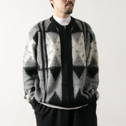 TOWN CRAFT Cardigans^/ Vintage Jacquard Zip Cardigan black