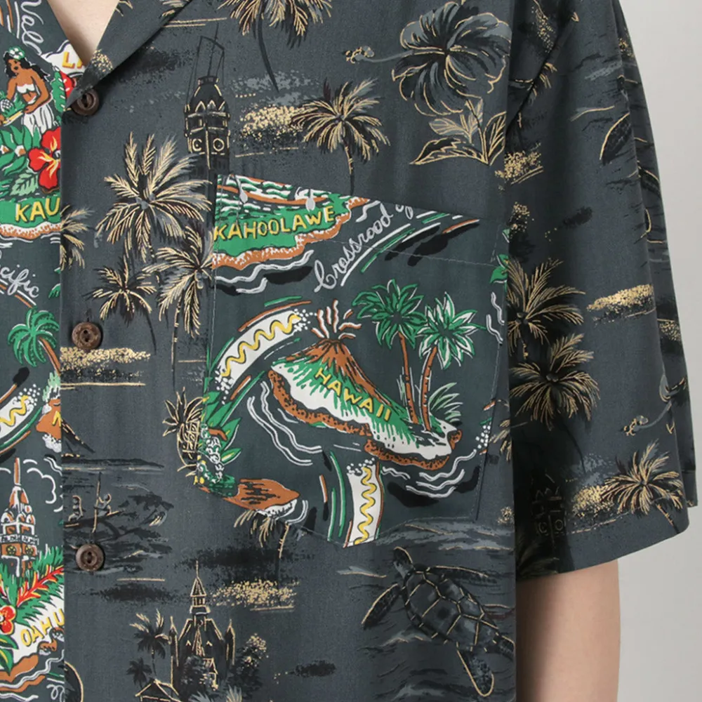 TWO PALMS Shirts^/ Hawaiian Shirt Crazy Golden Vintage x Friendly Isle gray