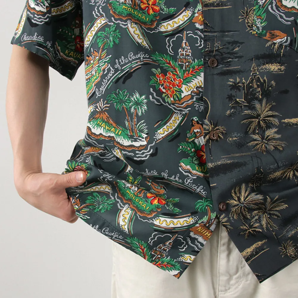TWO PALMS Shirts^/ Hawaiian Shirt Crazy Golden Vintage x Friendly Isle gray