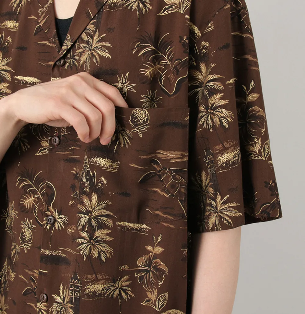 TWO PALMS Shirts^/ Hawaiian shirt Golden Vintage brown