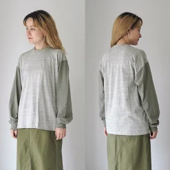 UNDYED T-Shirts^/ Long Sleeve Combi T-Shirt Colored Organic Cotton