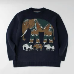 WHITE MOUNTAINEERING Knits^/ Elephant Crewneck Pullover Knit navy