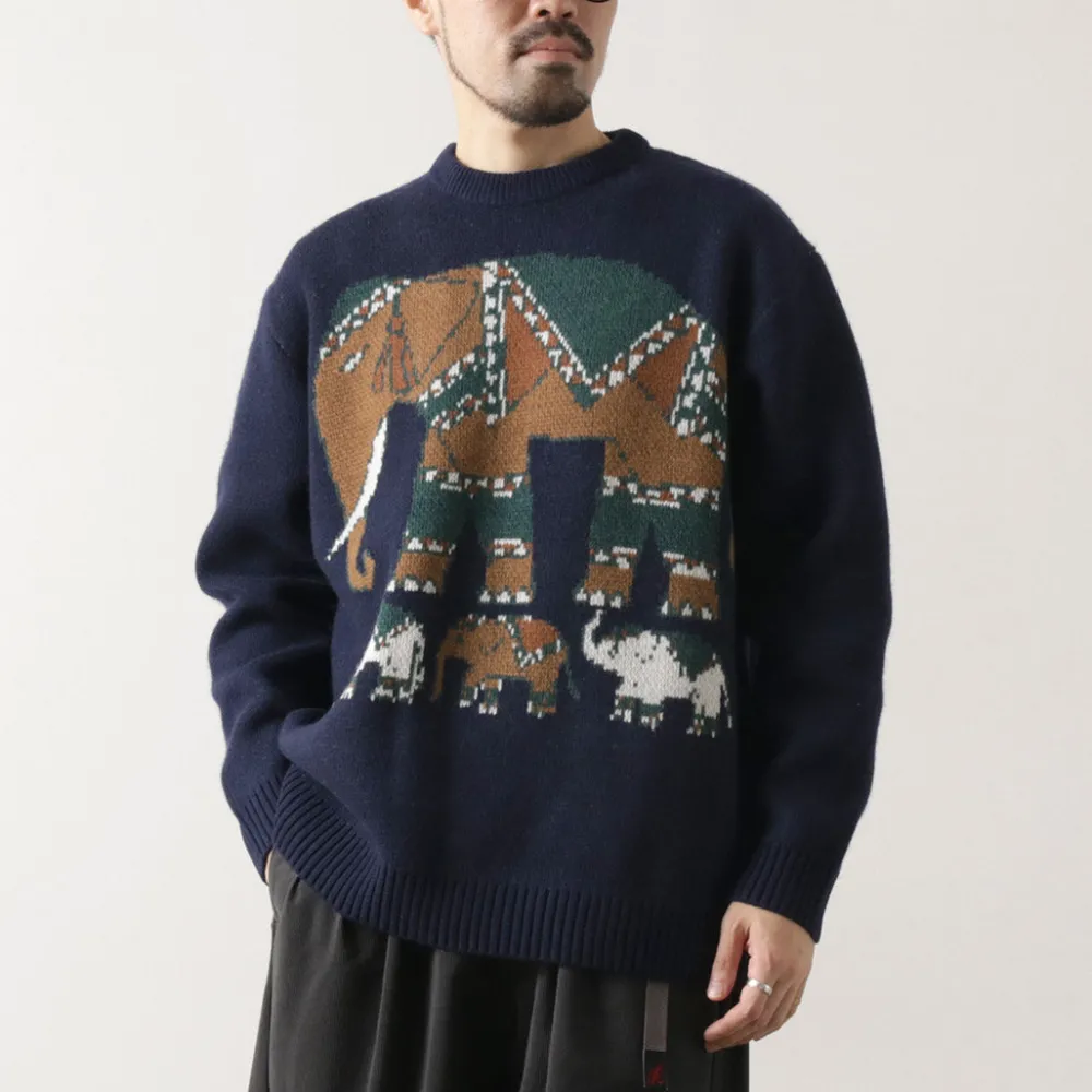 WHITE MOUNTAINEERING Knits^/ Elephant Crewneck Pullover Knit navy