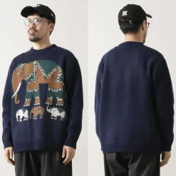WHITE MOUNTAINEERING Knits^/ Elephant Crewneck Pullover Knit navy