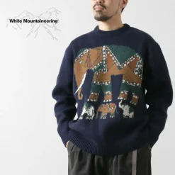 WHITE MOUNTAINEERING Knits^/ Elephant Crewneck Pullover Knit navy