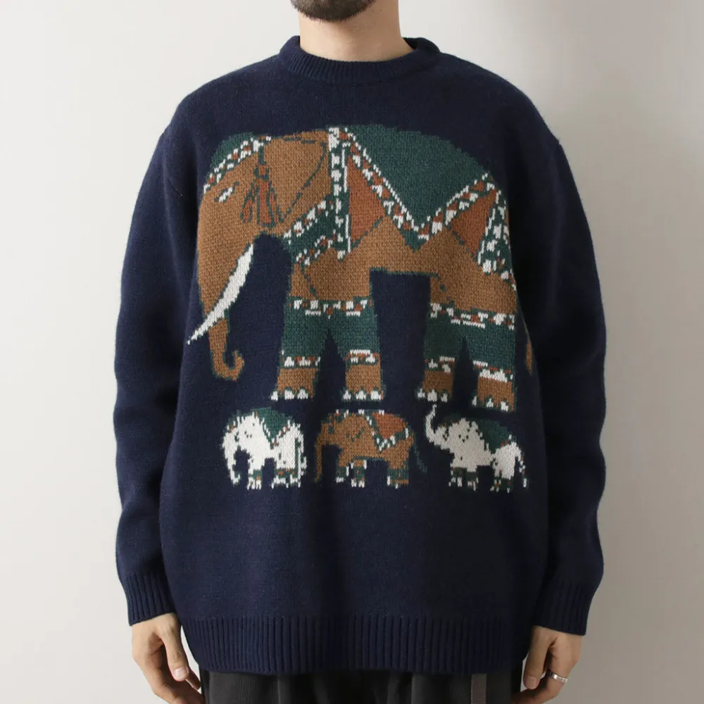 WHITE MOUNTAINEERING Knits^/ Elephant Crewneck Pullover Knit navy