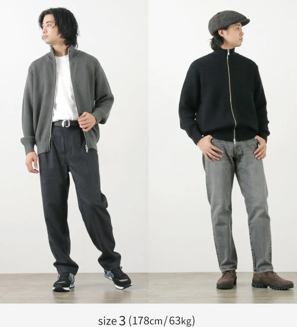 YONETOMI NEW BASIC Knits^/ Extra Fine Wool Ribbed Knit Blouson