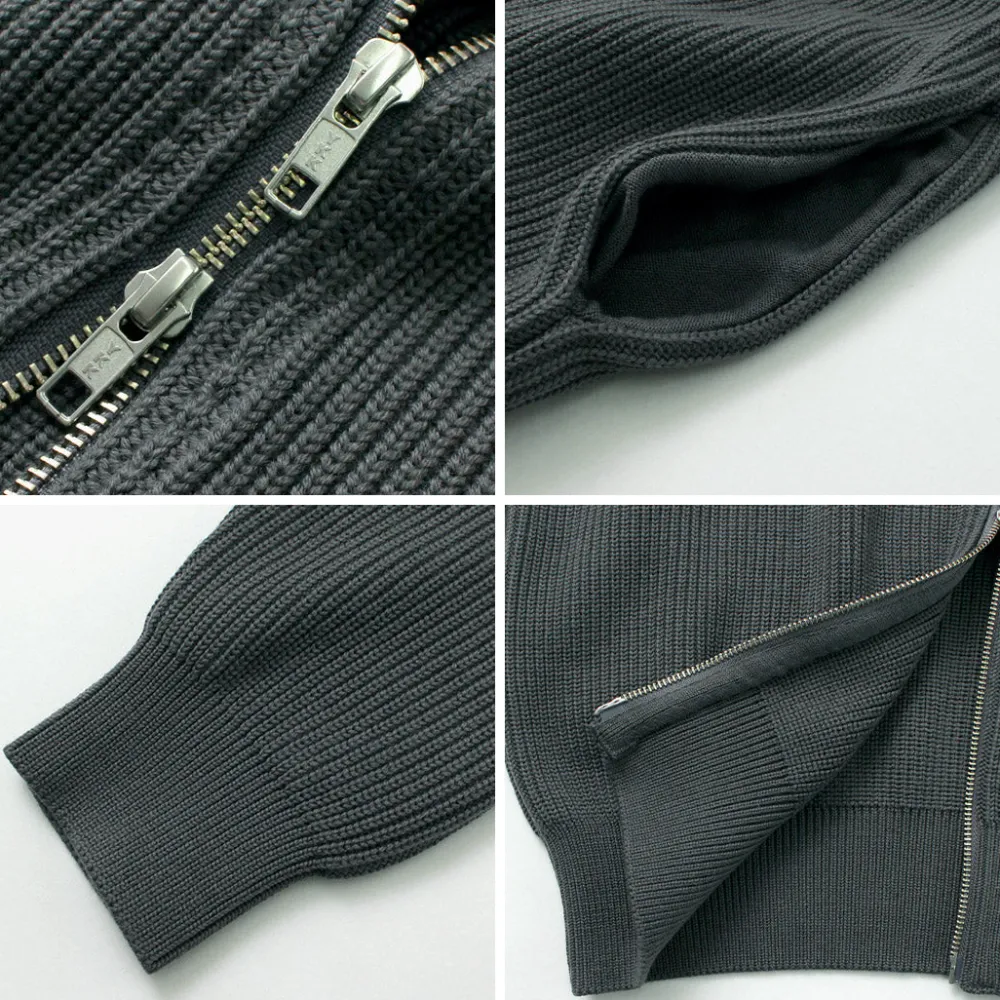 YONETOMI NEW BASIC Knits^/ Extra Fine Wool Ribbed Knit Blouson