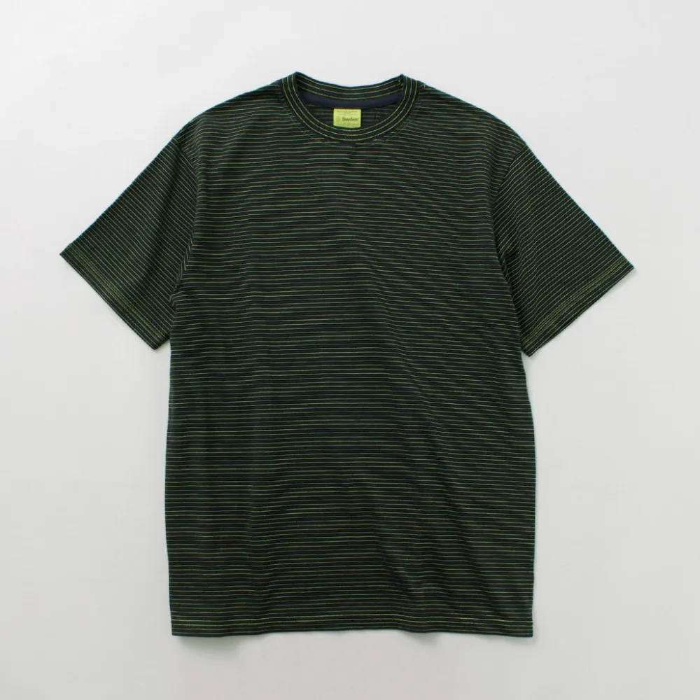 YONETOMI NEW BASIC T-Shirts^/ Garment Dye Striped T-Shirt