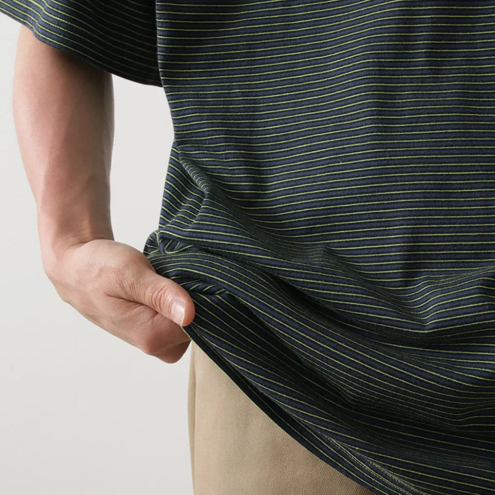 YONETOMI NEW BASIC T-Shirts^/ Garment Dye Striped T-Shirt