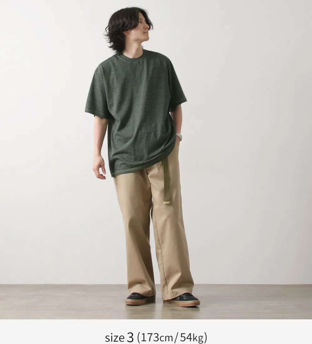 YONETOMI NEW BASIC T-Shirts^/ Garment Dye Striped T-Shirt