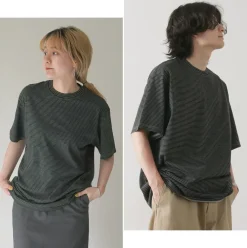 YONETOMI NEW BASIC T-Shirts^/ Garment Dye Striped T-Shirt