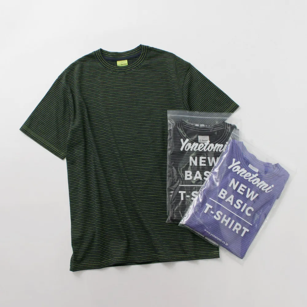 YONETOMI NEW BASIC T-Shirts^/ Garment Dye Striped T-Shirt