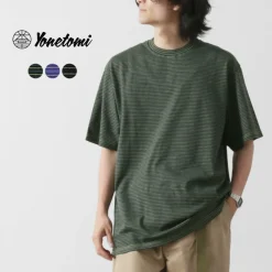 YONETOMI NEW BASIC T-Shirts^/ Garment Dye Striped T-Shirt