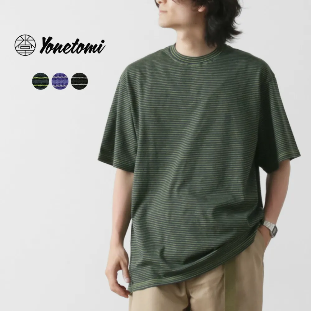 YONETOMI NEW BASIC T-Shirts^/ Garment Dye Striped T-Shirt
