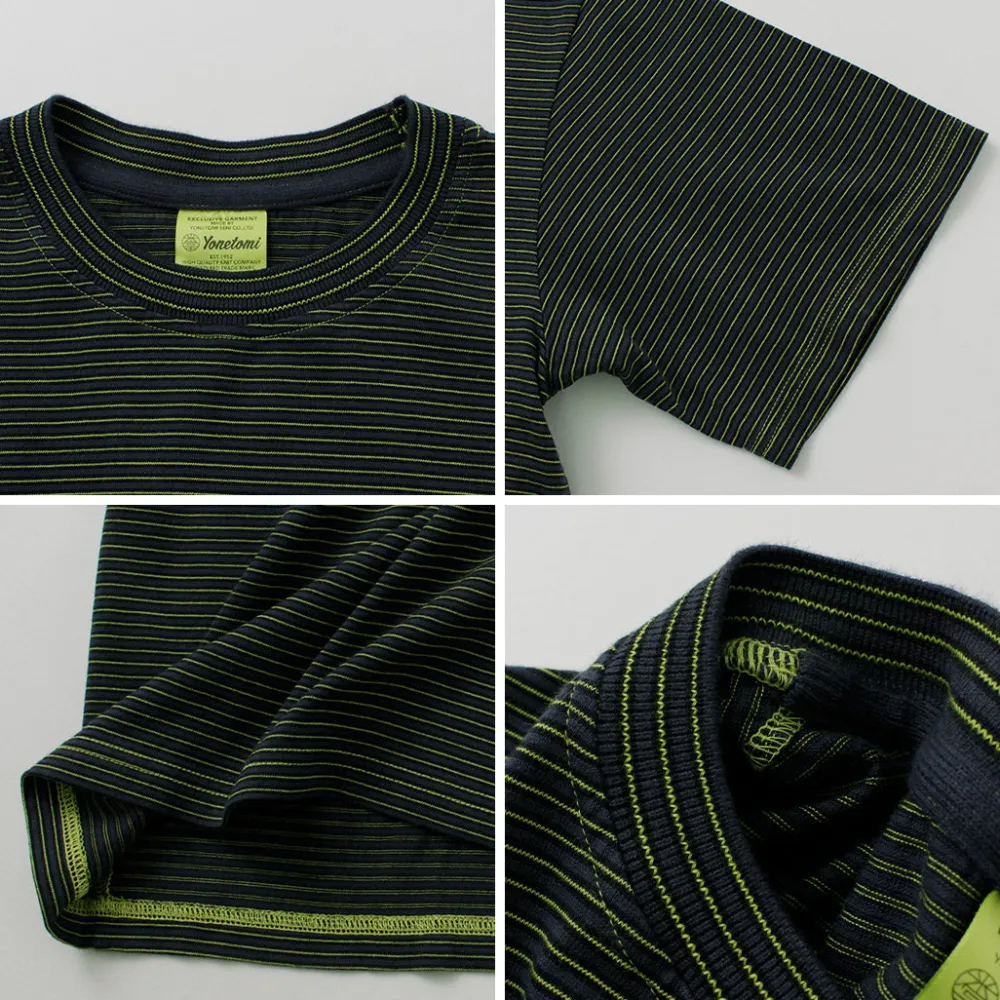 YONETOMI NEW BASIC T-Shirts^/ Garment Dye Striped T-Shirt