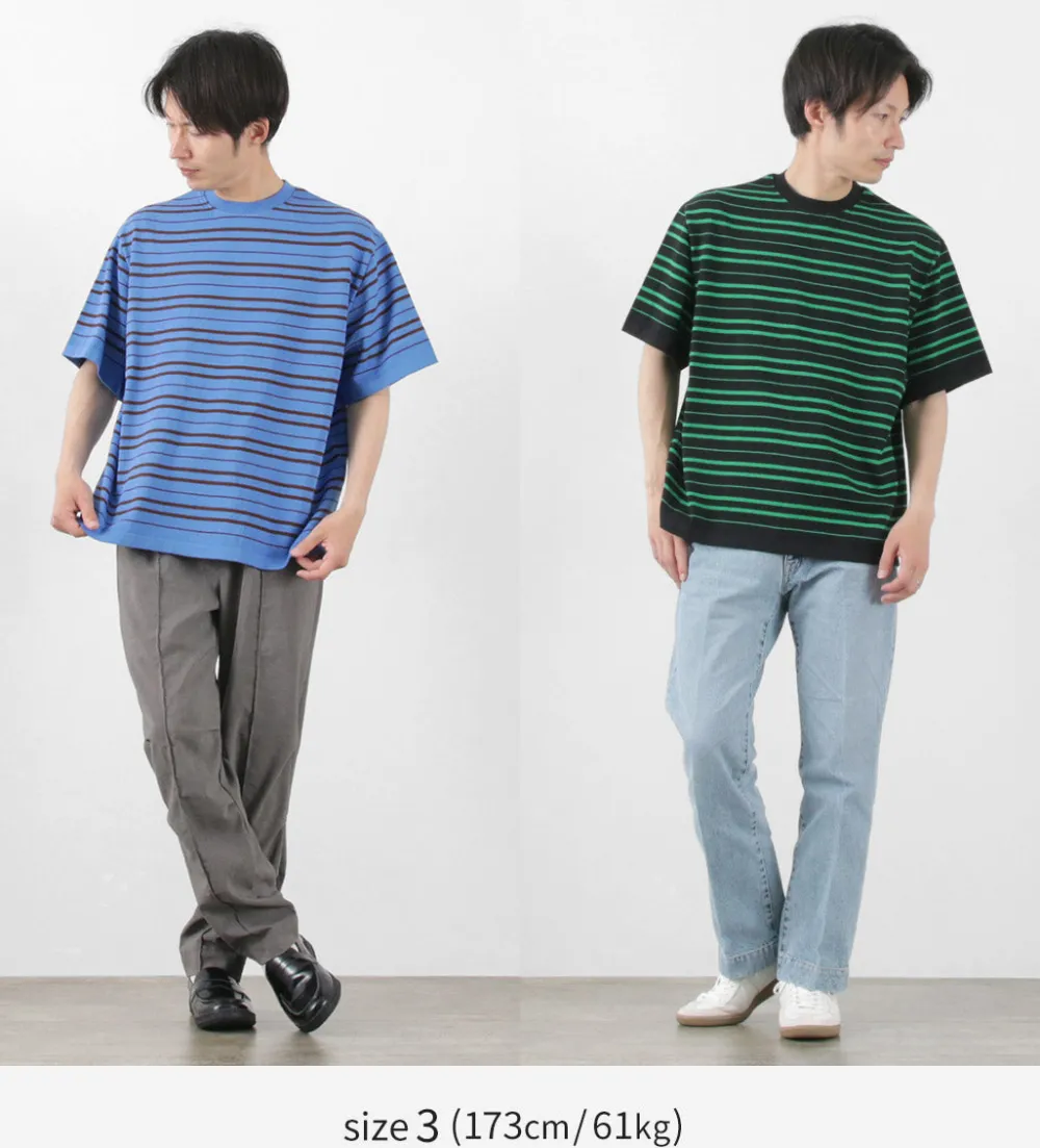 YONETOMI NEW BASIC T-Shirts^/ Light Wave Cotton Knitted Pullover T-shirt